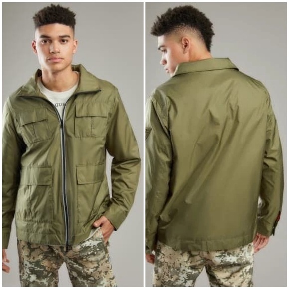 New GUESS Men's Printed Camo Jacket SZ L - Picture 2 of 7